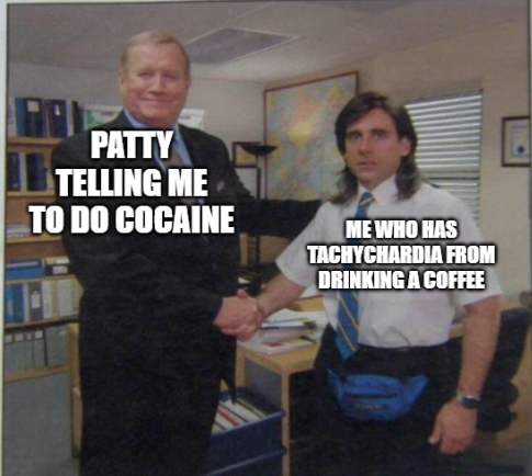 TheSolOffice's tweet photo. @pattyice I can't do cocaine. Best I can do is Vitamin Water. https://t.co/3FLw5mVJ12