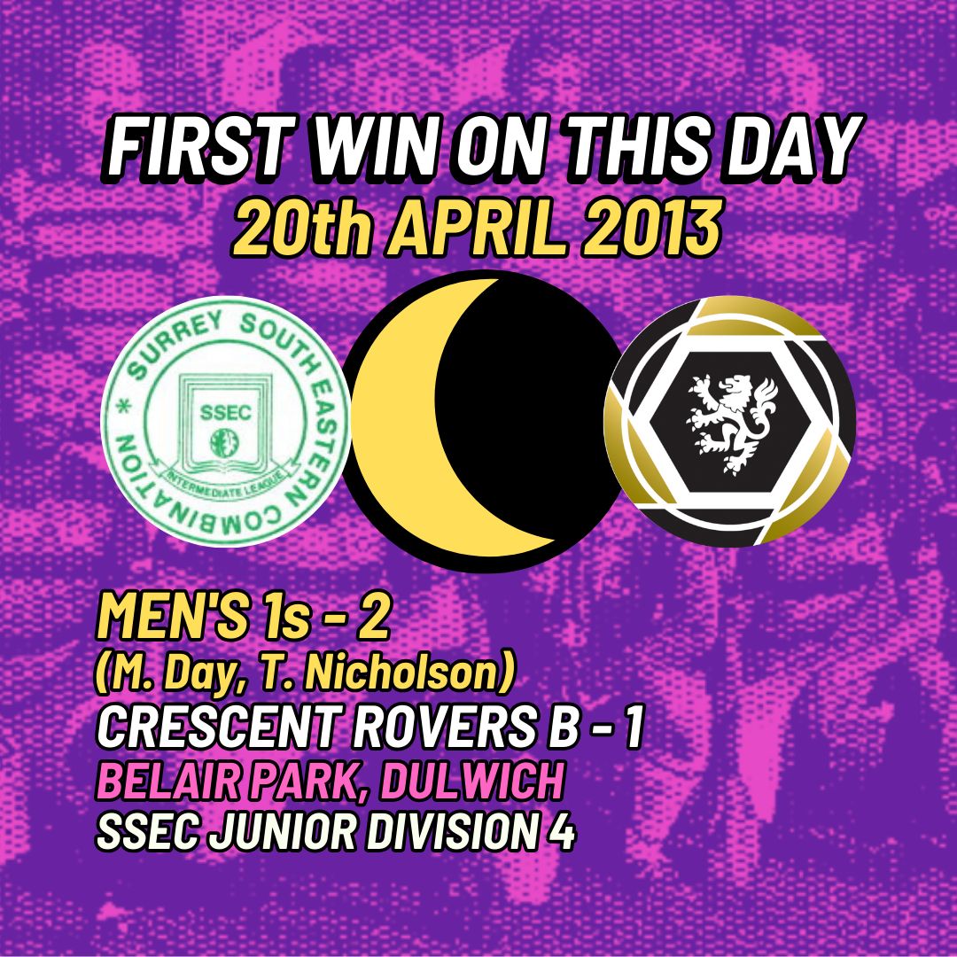 Our First Win on 20th April: 2013 🏆 2-1 v Crescent Rovers B (SSEC Junior Div. 4) ⚽ Scorers: M. Day, T.Nicholson 📌 Belair Park, Dulwich #WFC #Wanderers #TheWorldsClub #Dulwich #TulseHill #FirstWin