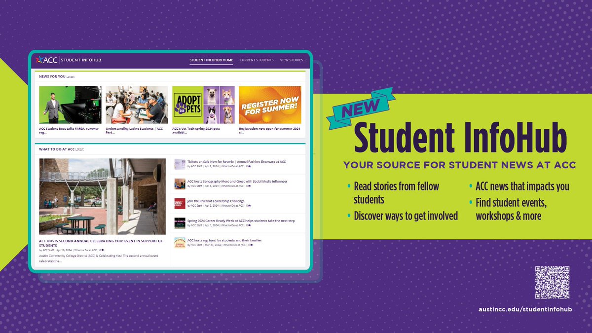 Stay informed, get connected & engage with your Riverbat community at the Student InfoHub! ⭐ This new page is tailored for our students & will provide regular stories about events, college news, student celebrations, and more. Bookmark the link now >> austincc.edu/studentinfohub