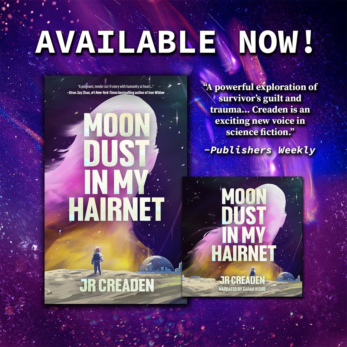 In case you missed it, Moon Dust in My Hairnet by @JessCreaden was released yesterday in all formats - and that includes audiobook! 🎧 Grab your copy today and don't miss out on some valuable weekend reading time (yes audiobooks do count as reading!) bit.ly/3xHAskF