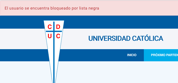 dgianettib's tweet photo. Hoy quería ir con un amigo a ver futbol (UC vs CC), al parecer estoy en una "Lista Negra" por ser abonado de la @udechile. Asi es como promueven que la gente vaya al estadio @Cruzados. Ojo: partido se juega con Registro Nacional de Hinchas...@ #UCvsCC @ManuelDTP @jc_guarello https://t.co/URh7qW9dIb