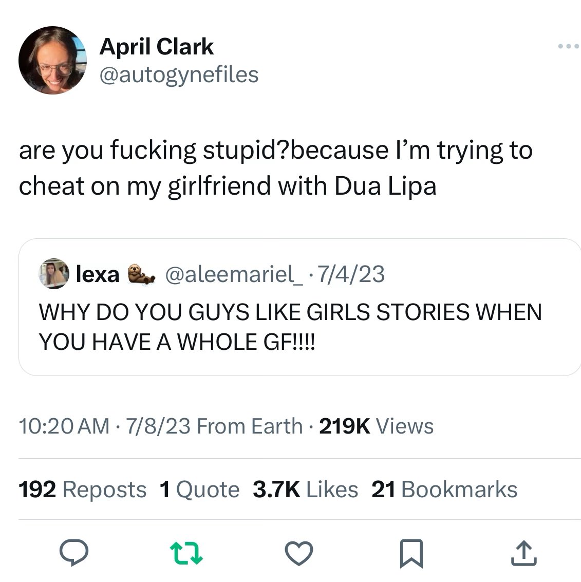 i think about this tweet every single time i like a picture of dua lipa on instagram