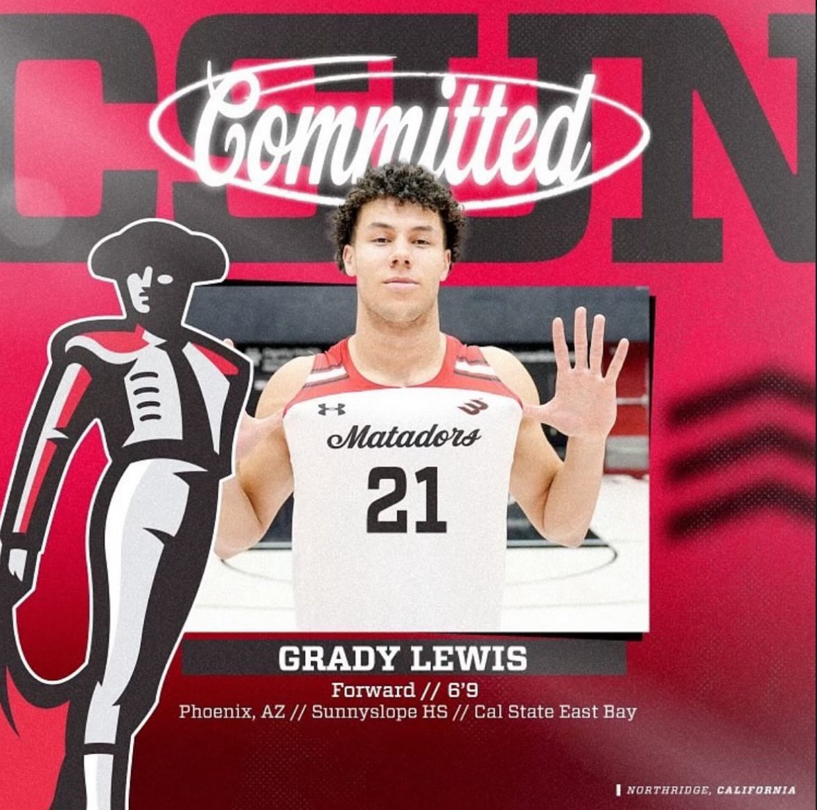 Sophomore transfer Grady Lewis has committed to CSUN❗️❗️ He is a 6’9 forward that 14.7 points, 7.4 rebounds, and 1 block per game for Cal State East Bay this season. Keep your eyes on Grady 👀 @grady_lewi1 @CSUNMBB