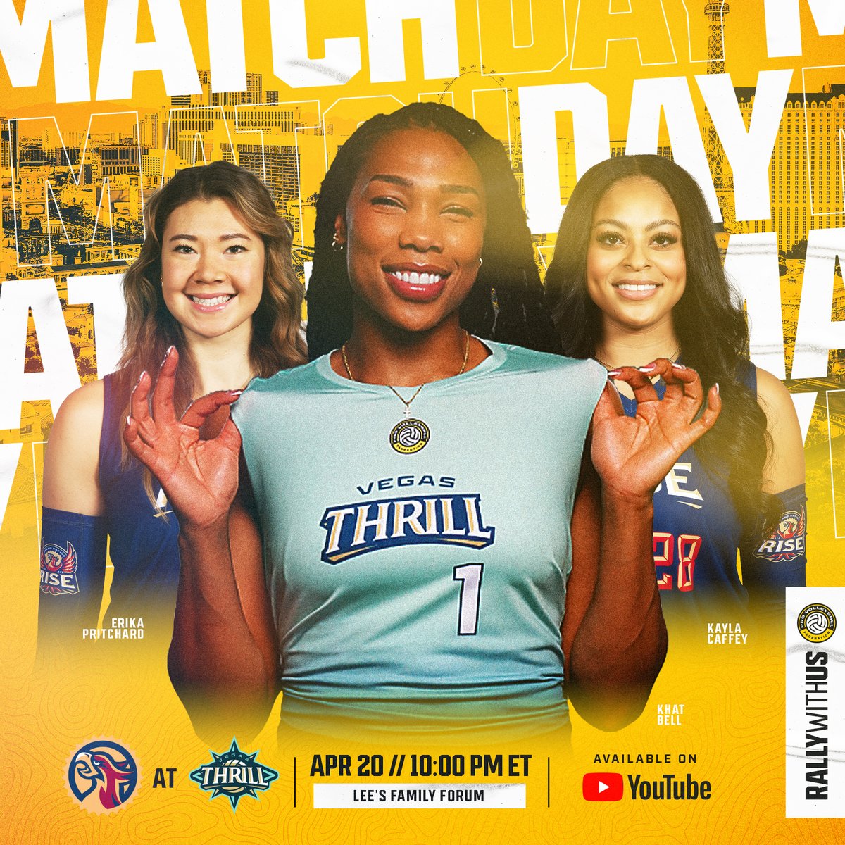 2 matches coming at you today on @YouTube! 🏐: @sandiegomojo vs. @OmahaSupernovas at 7 p.m. ET 🏐: @GR_Rise vs. @vegasthrillvb at 10 p.m. ET #RallyWithUs # RealProVolleyball