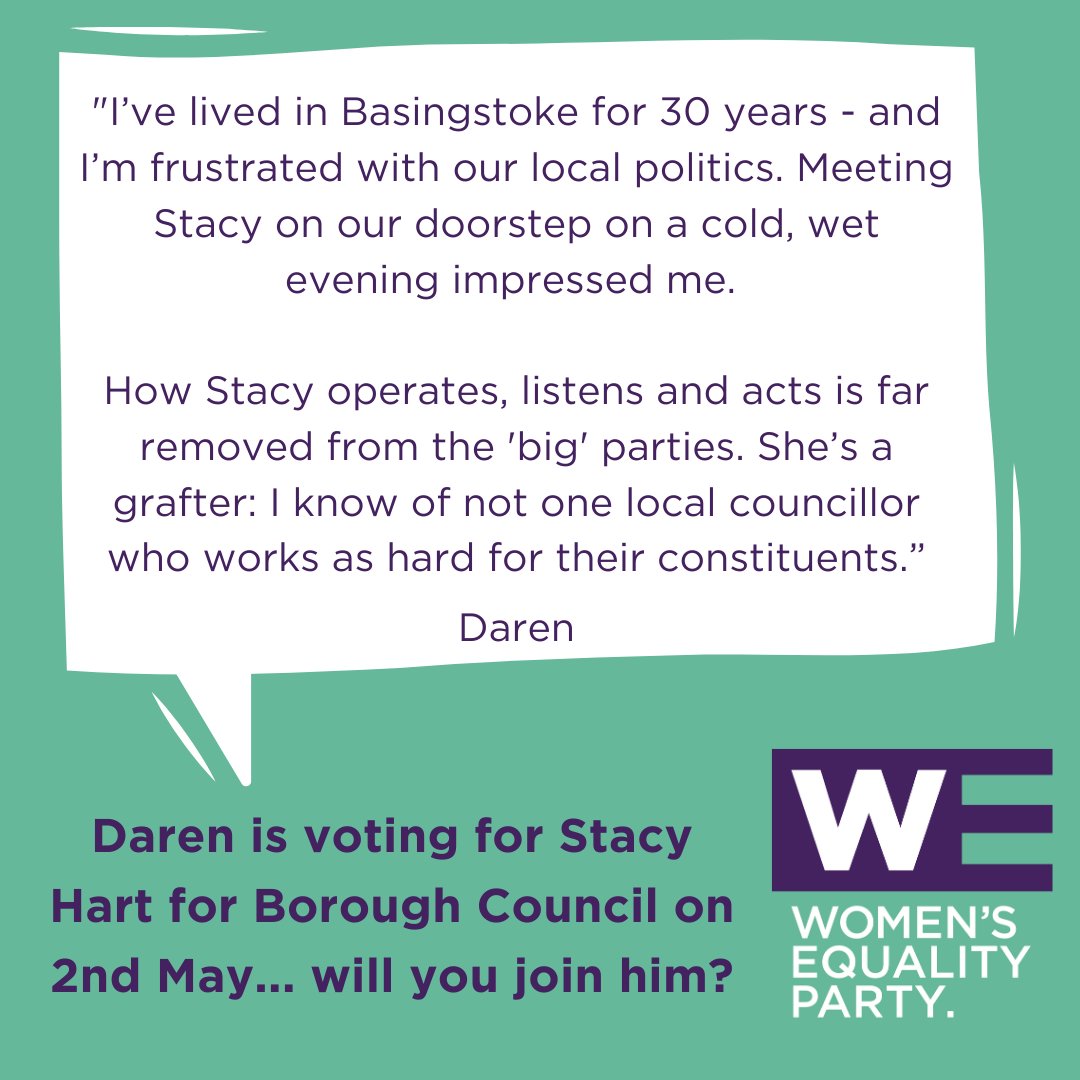 Another sunny weekend, another weekend of meeting and speaking to residents of Hatch Warren & Beggarwood for Stacy Hart (@AlmostStace) and our volunteers! We do politics differently - that's why your neighbours (like Daren) are voting for Stacy on 2nd May. Will you join them?