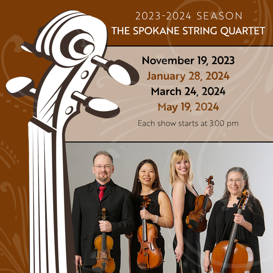 The Spokane String Quartet invites you to the grand finale of the season on 05/19 at The Bing. Experience the mastery of Haydn, the innovation of Britten, and the brilliance of Elgar.

#downtownspokane #spokanesmallbusiness #spokanewa #spokanewashington #spokanedoesntsuck