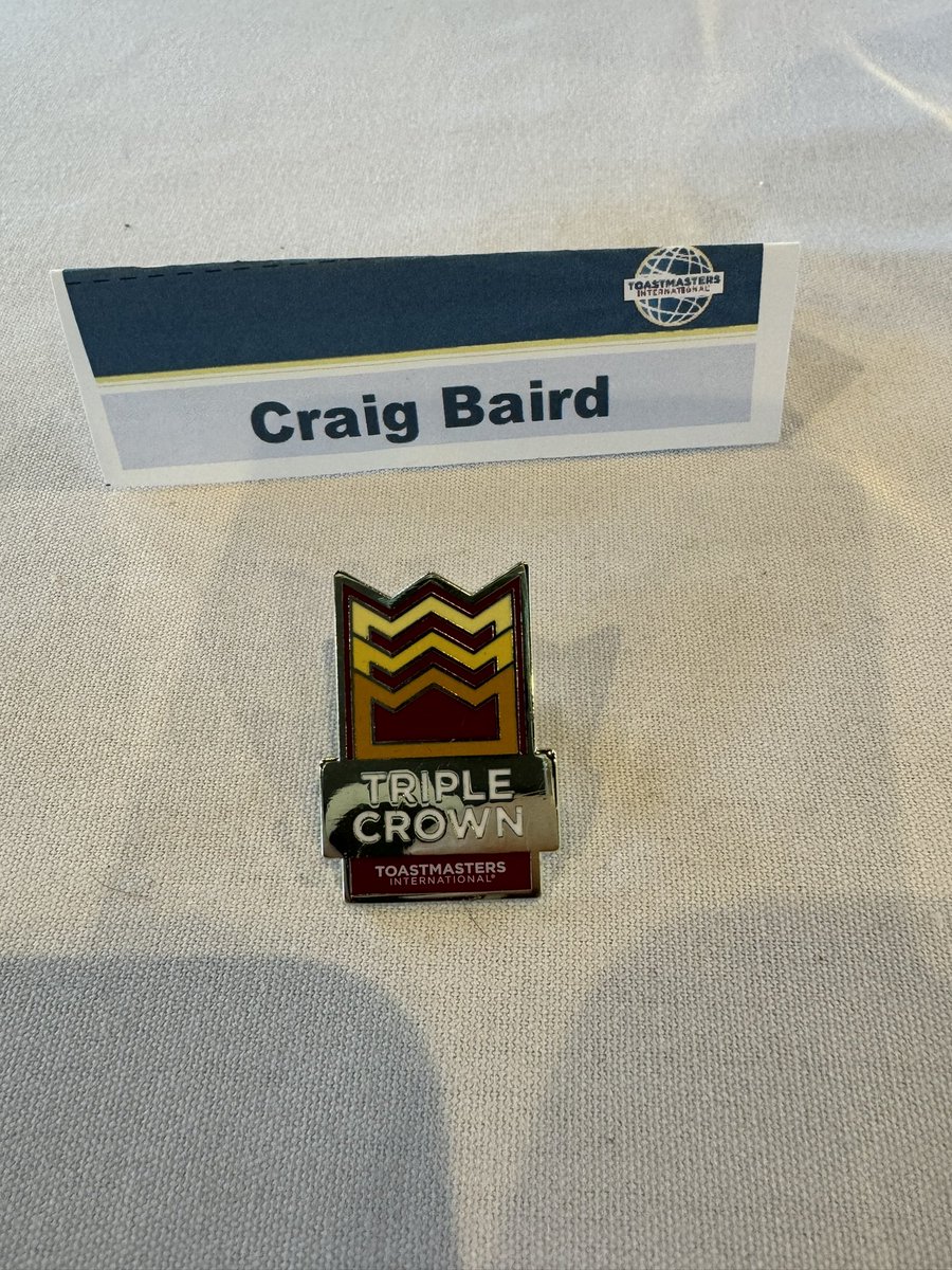 Received my Triple Crown pin at the Toastmasters district conference today. 
Received it for completing three levels in one year on my pathway.