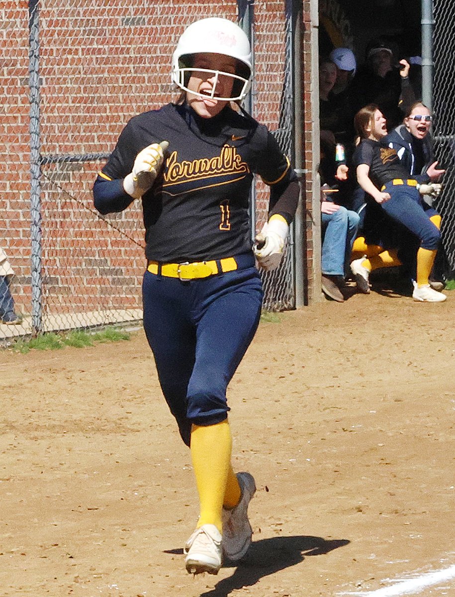 In a 2-game span Friday evening and Saturday morning, Norwalk junior Mya Prochnow was 9 for 11 (.818) with a double, two home runs, 4 RBI, 7 runs and had 16 total bases. That included a 6-for-6 effort Friday at Bellevue, making her unofficially 1 of 49 in OHSAA history to do so.