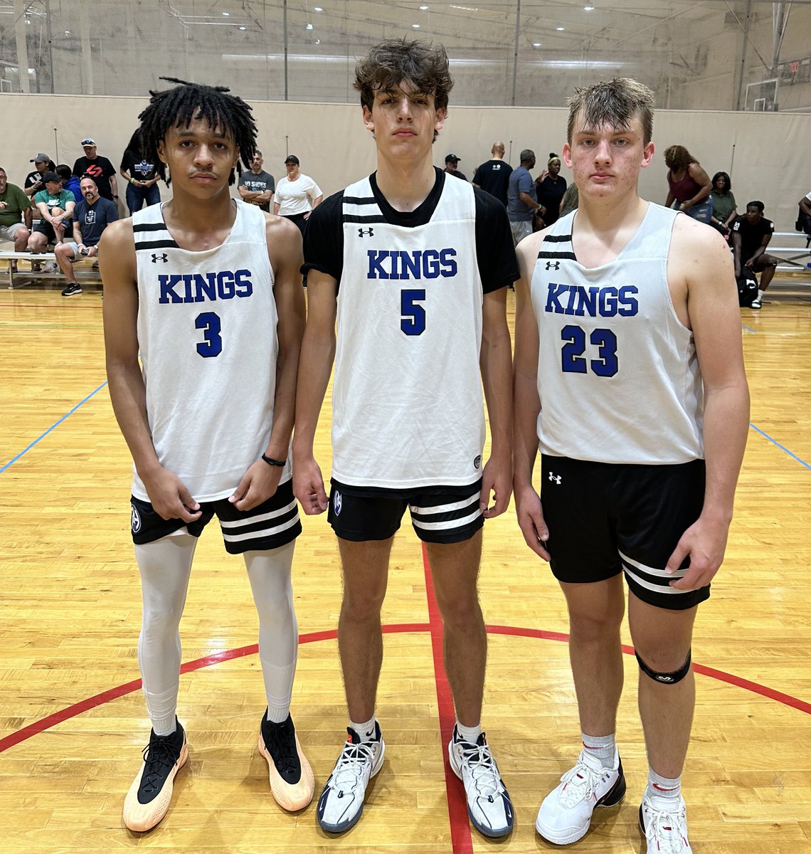 #3 Marlon Grigsby, #5 Jack Rhinehart & #23 Caleb Drummer lead Reach Higher Kings to a 56-45 win over Mpire Elite MHC 2027. All 3 players made a major impact in the game whether it was scoring or creating offense for teammates. Grigsby chipped in 17 with Drummer finishing with a