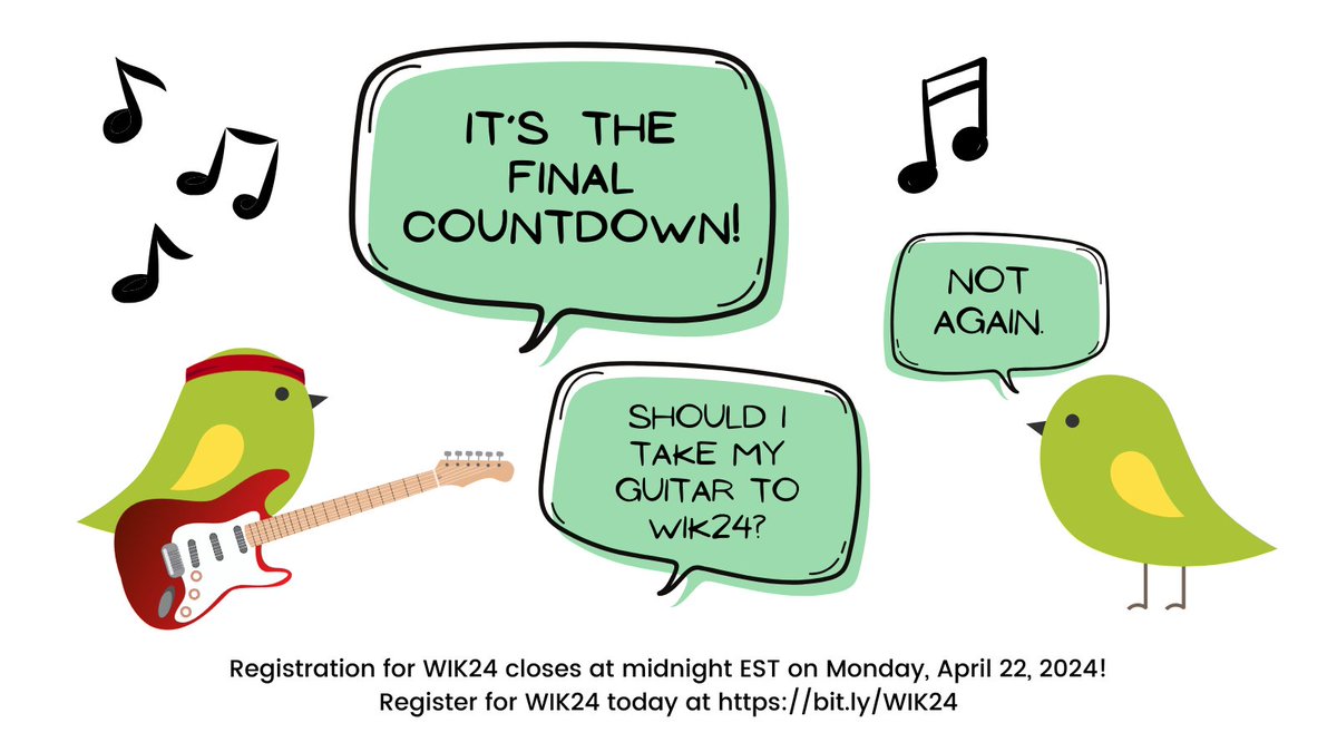 This is it, kidlits! Registration closes on Mon., 4/22, for the #WIK24 #kidlit conference to be held NEXT WEEKEND in #Birmingham #AL. We can't wait to see everyone there! And if you haven't yet registered, what are you waiting for?! Go go go to: bit.ly/WIK24 #SCBWI