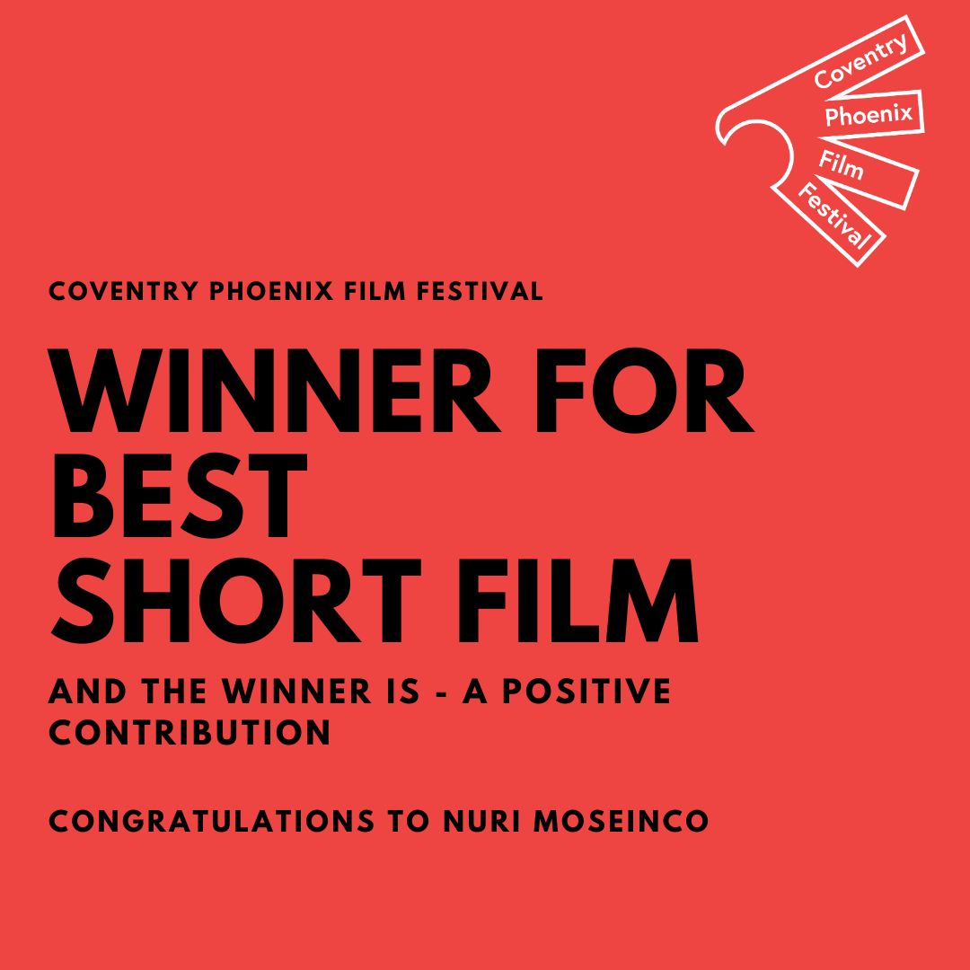 CovFilmFest's tweet photo. And the winner for best Short Film goes to..........

A Positive Contribution  - Nuri Moseinco

Congratulations on all the hard work &amp; big thankyou to everyone who submitted!

The films shown at this year's festival can't be understated but there can only be one winner. https://t.co/98F2ucNCjI