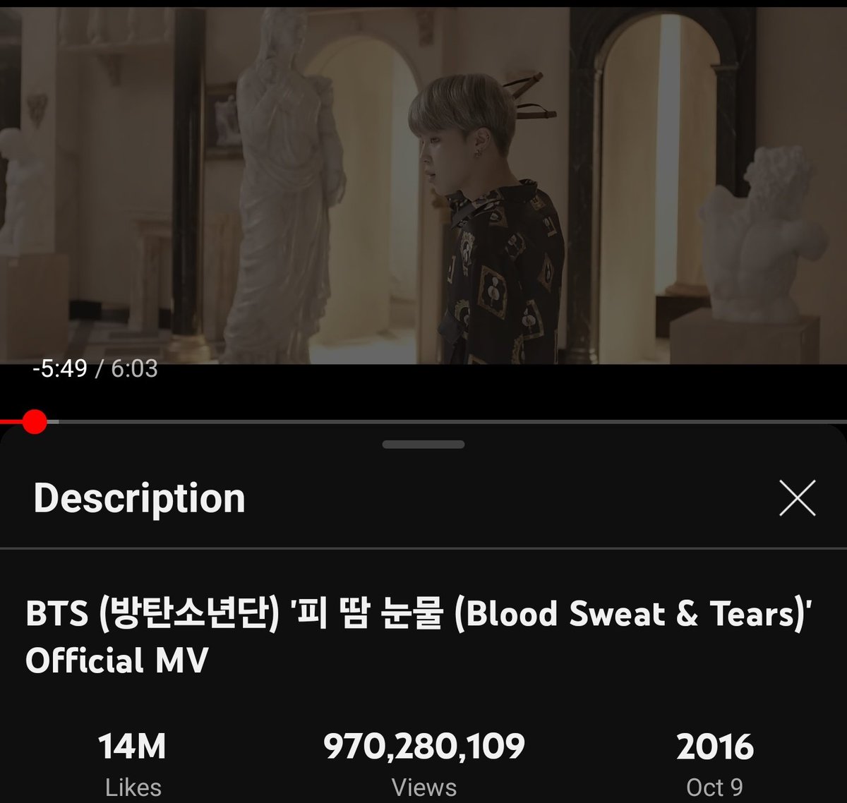 Both Butter & Blood, Sweat & Tears MVs are close to hitting 1B streams in YT. BTS could have 2 more 1B views MVs in the bag if we could focus. Plz stream recent solo member releases as well. Let's get all our streaming numbers up 💪!