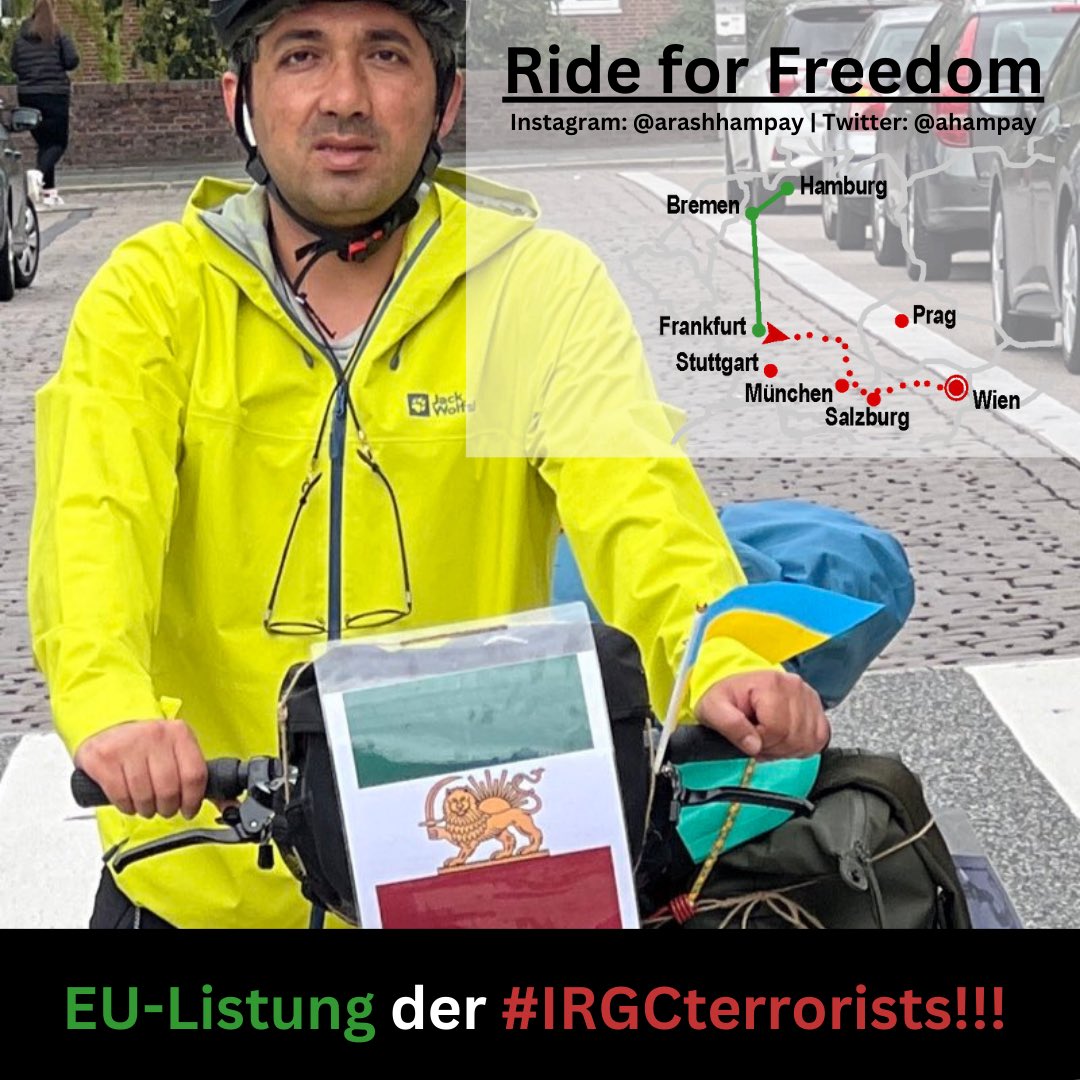 inlakech77's tweet photo. "Bis in ein paar Stunden, Heidelberg-Kinder, dann werde ich euch für die Unterzeichnung der Petition #IRGCterrorists sehen. #RideforFreedom"
@ahampay fährt gerade per Rad durch europäische Städte + füllt Unterschriftenlisten für die @EU_Commission , heute Darmstadt - Heidelberg. https://t.co/Yi7XDnJTtp