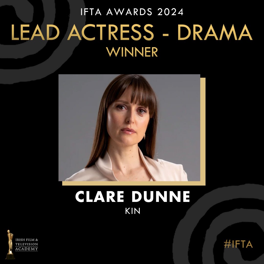 Congratulations to this year’s #IFTA Winner for Lead Actress Drama: the wonderful Clare Dunne for Season 2 of KIN