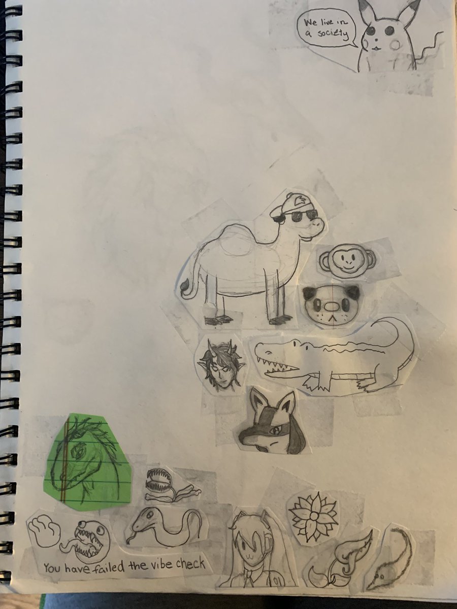 ErinMarczewski's tweet photo. Found an old school notebook with a bunch of doodles so I cut out the ones I liked and added them to the collage in my sketchbook. Here are the updated doodle pages! https://t.co/8QVBl41q2n