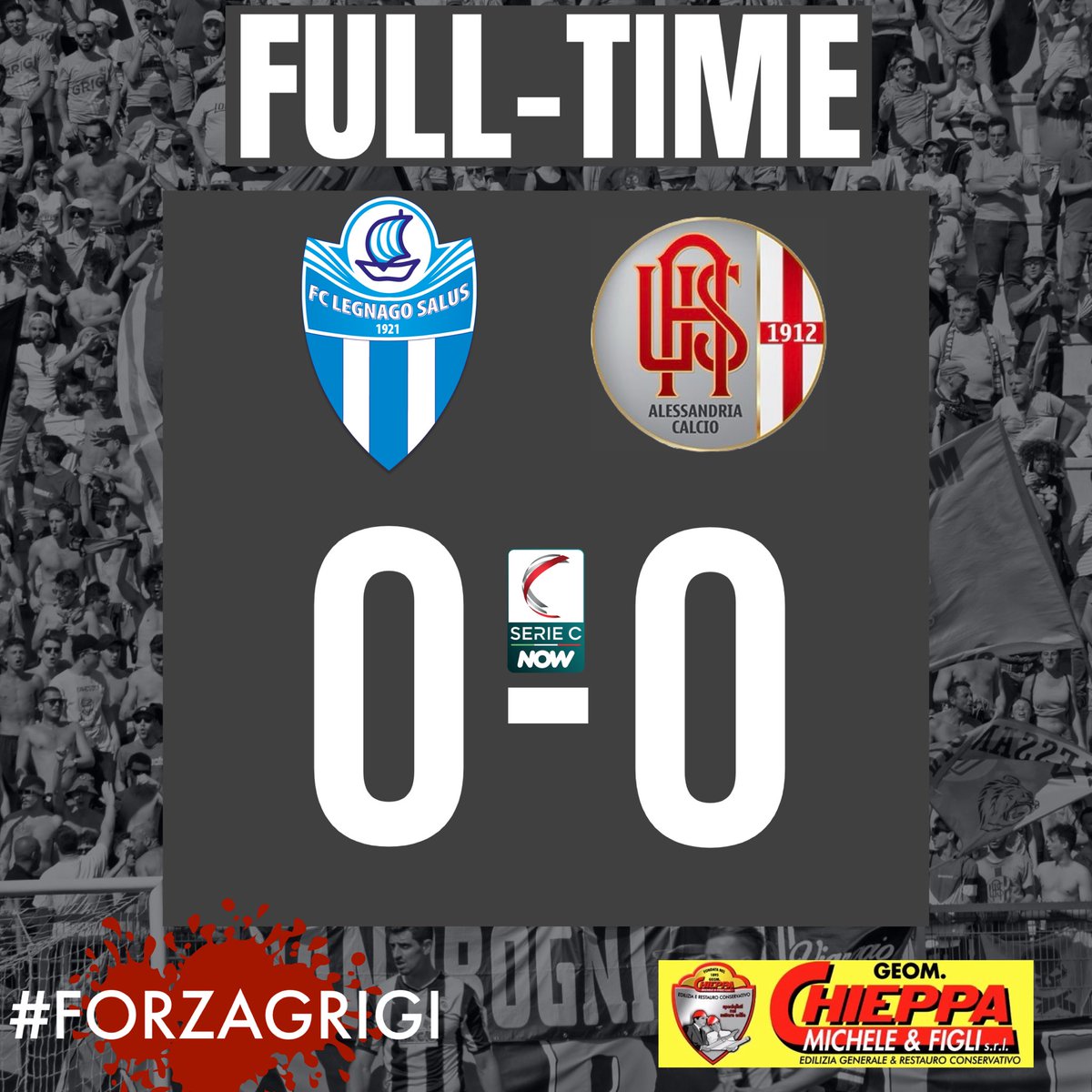 usalessandria's tweet image. 🕰️ FISCHIO FINALE

Non cambia il punteggio a Legnago. Come all’andata, il match termina sullo 0-0. 

#ForzaGrigi