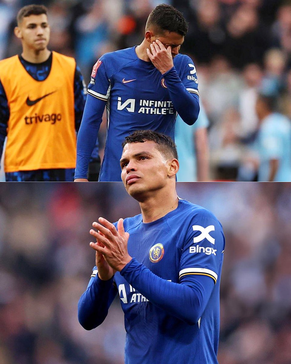 Thiago #Silva in tears after full-time at Wembley. He surely deserves a better ending to his #Chelsea career. 😢💙