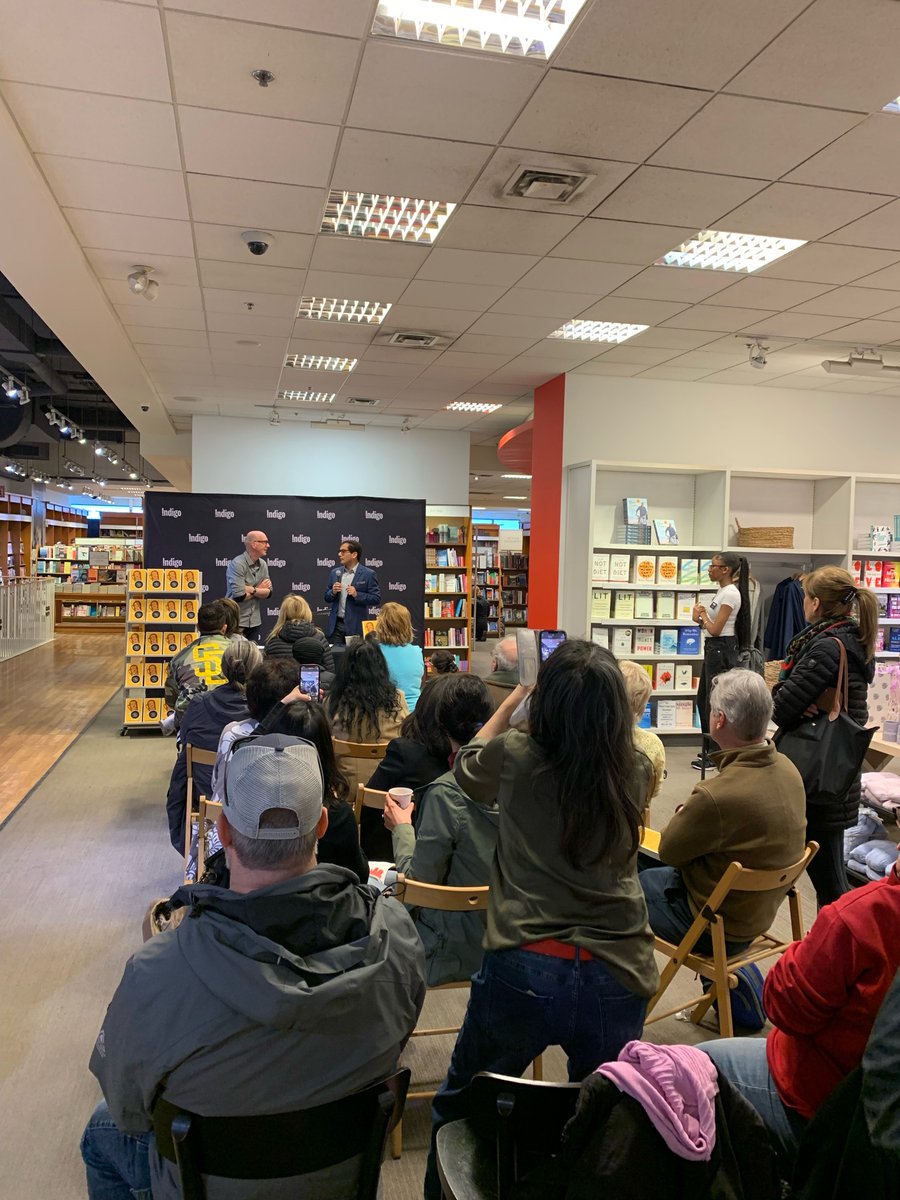 Another one done! Great turnout at @chaptersindigo downtown. Half the people wanted @KenInMontreal’s autograph too. Mark of a @CJAD800 radio legend.