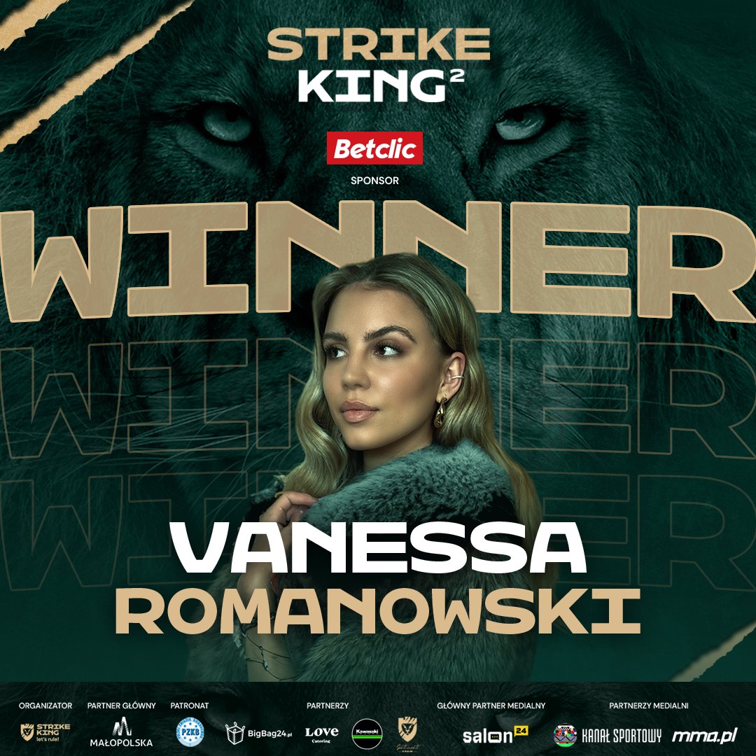 🥊 W pojedynku kobiet górą Vanessa Romanowski, która wygrywa niejednomyślną decyzją sędziów. #StrikeKing2 #StrikeKing #letsrule #k1 #kickboxing #krakow #SuperFight