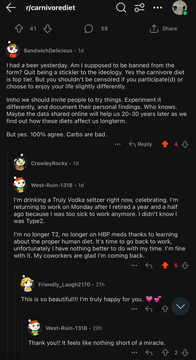 Carnivores drink alcohol...to celebrate their good health - someone is returning to work after healing their #Type2Diabetes