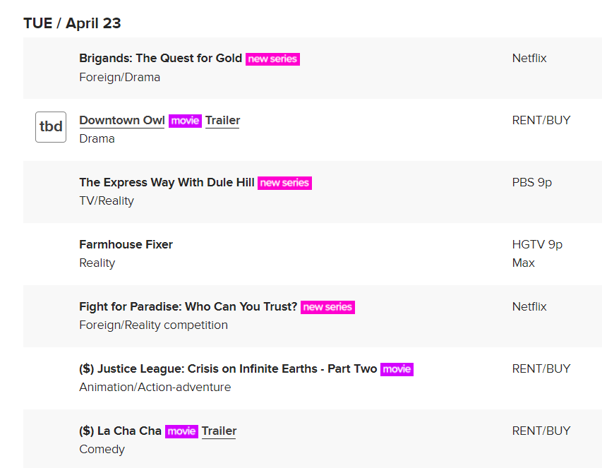 BrightlyAgain's tweet photo. #tvshow #tvviewing #shows PREMIERE DATES FOR NEW AND RETURNING SHOWS AND SPECIALS
From: SAT / April 20 - SUN / April 28
https://t.co/0sNDA9IOSi https://t.co/pHufsPzYHs
