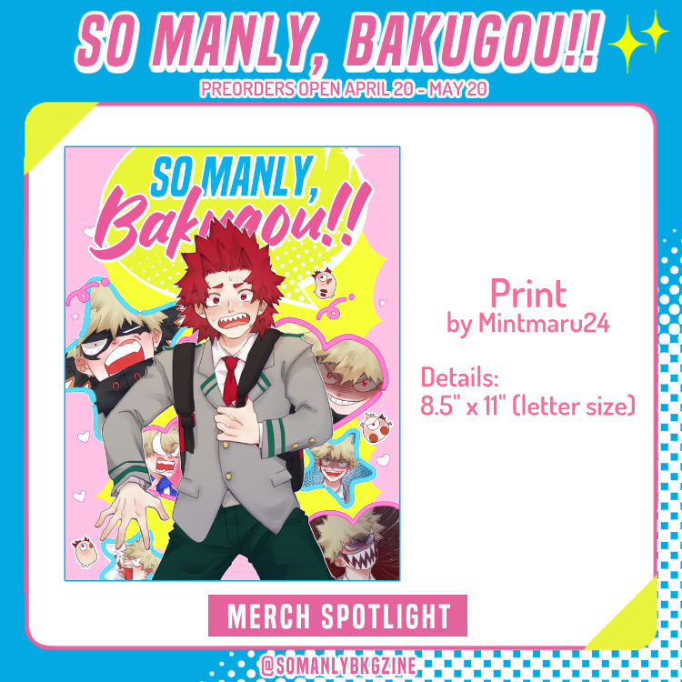 ✨MERCH SPOTLIGHT✨ Go for it, Kirishima!! Our print is an adorable parody of 'Go For It, Nakamura!!' available in our Merch and Full bundles 💖 by @Mintmaru24
