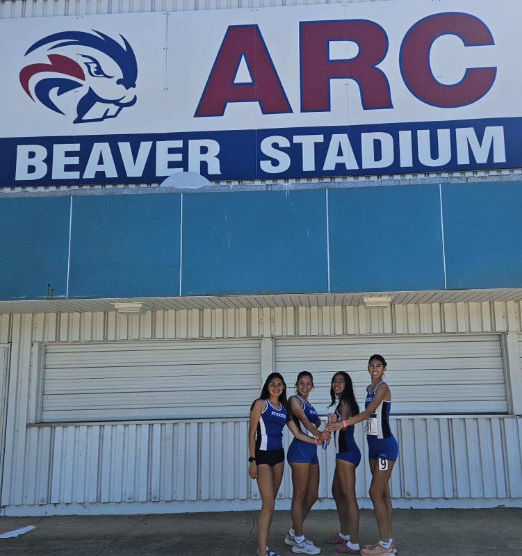 Today at the Sacramento Meet of Champions, the 4x800 relay team of Lilianna Manzo, Alondra Gamble, Amalina Perez, and Anna Brasil ran 10:08 for an Atwater school record - all while sporting the same uniforms as the 2010 team that previously had the record! #WeAreAtwater🟦⬜️