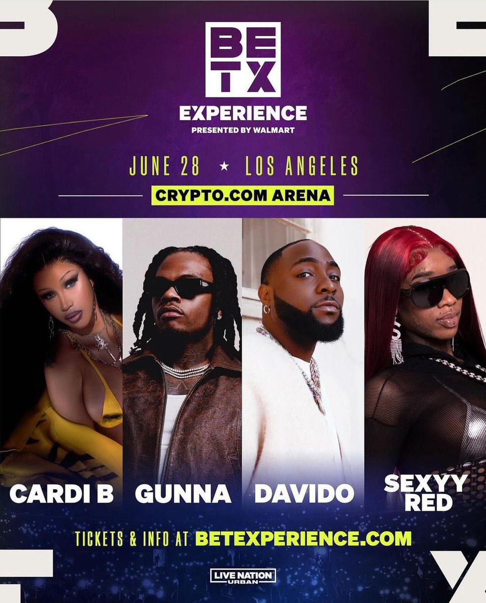 .@davido to perform alongside Cardi B, Gunna and Sexxy Red at the BET Experience on June 28 in Los Angeles