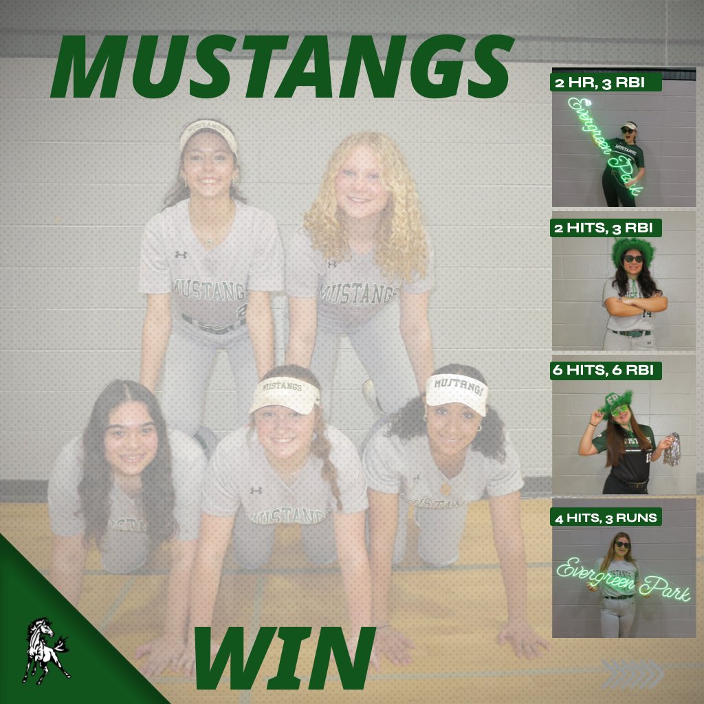 The bats were hot in the double header win over Rich Township. 25 hits across 2 games by 10 different Mustangs helped secure the wins! Back at it next week for more conference matchups 🐎💚🥎 #RideAsOne