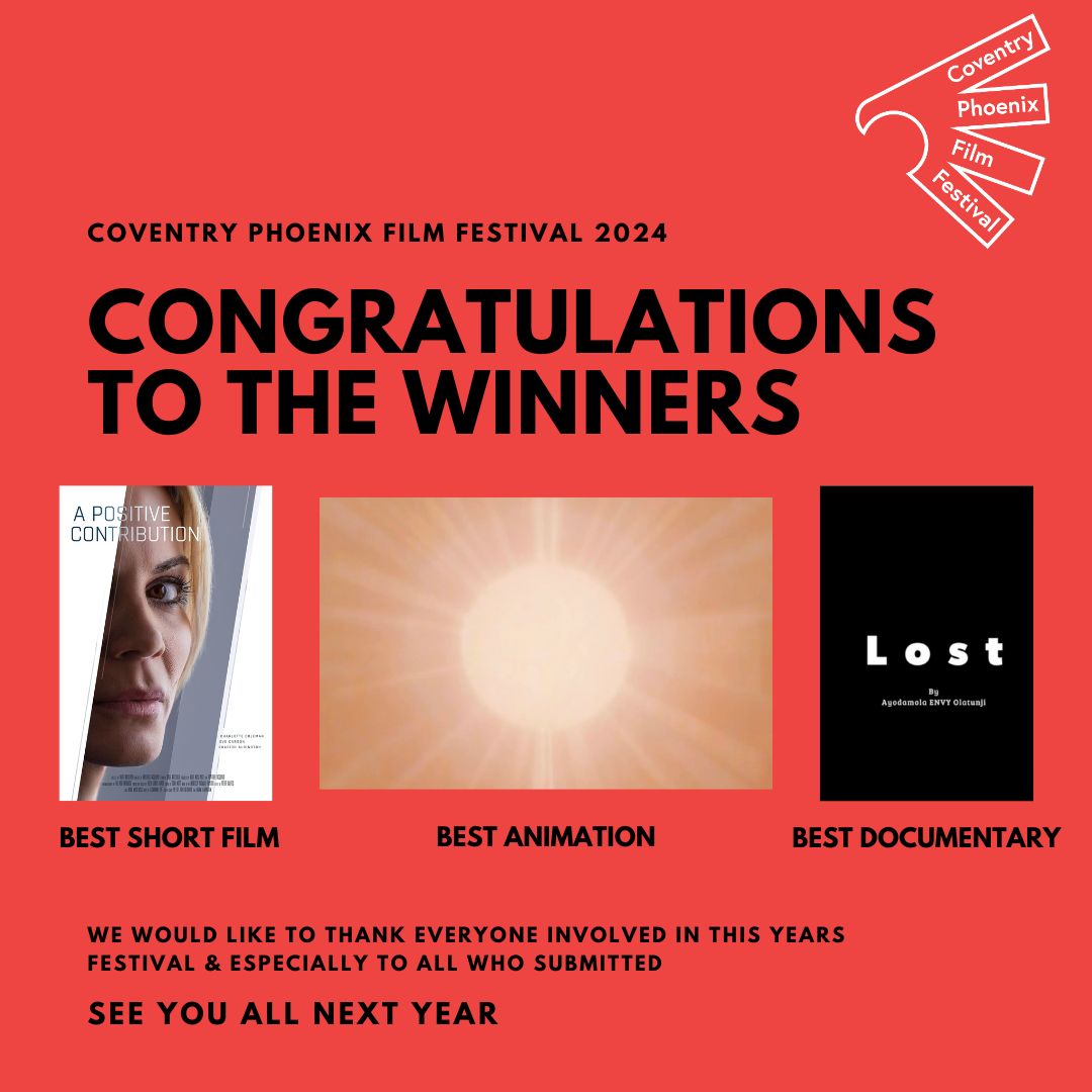 CovFilmFest's tweet photo. Congratulations on all the hard work that has been on show at this year's festival, 
unfortunately, not everyone can win but that does not take away from all the hard work &amp; talent on show at this year's festival. 

#filmfestivals #coventry #filmmaker #film #shortfilm https://t.co/VgK2lSzXf0