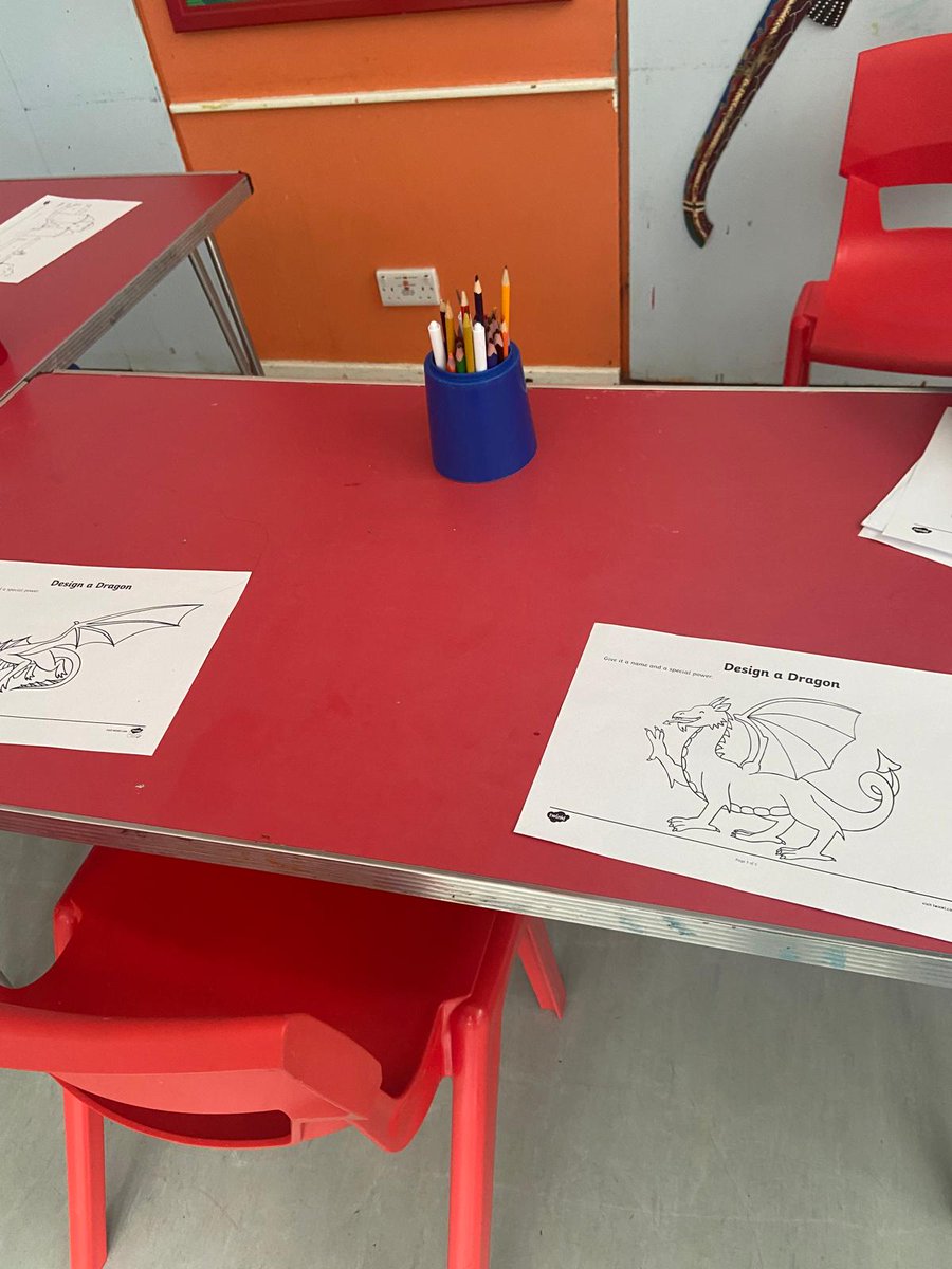 Some dragon colouring and sticking today in club for St George's day on Tuesday 
#StGeorgesday