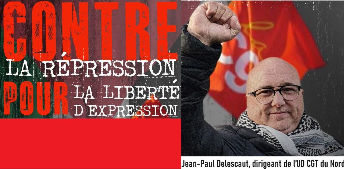 Mundo democrático: El secretario general del sindicato CGT del norte de Francia, Jean Paul Delescaut, ha sido condenado por un tribunal de Lille a un año de cárcel por la publicación de un folleto de apoyo a Palestina en octubre de 2023. El delito es “apología del terrorismo”