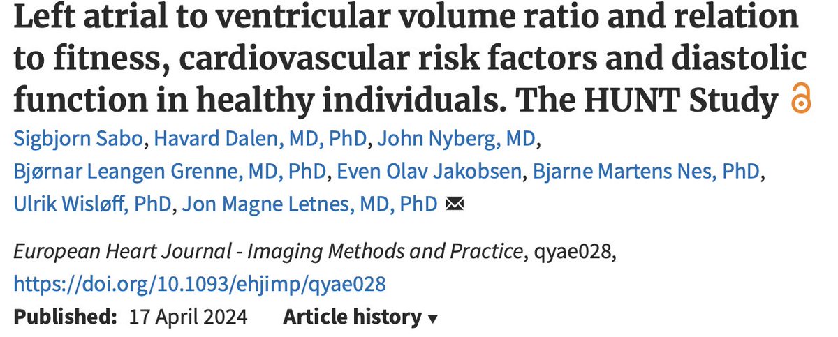 Weekend picks ‼️‼️⬇️ Interesting insight from HUNT study from association to measures of LV diastolic function and filling pressures were compared to LAV and LA reservoir strain #echofirst #EACVI @JGrapsa @alessia_gimelli @EZancanaroMD @ESC_Journals doi.org/10.1093/ehjimp…