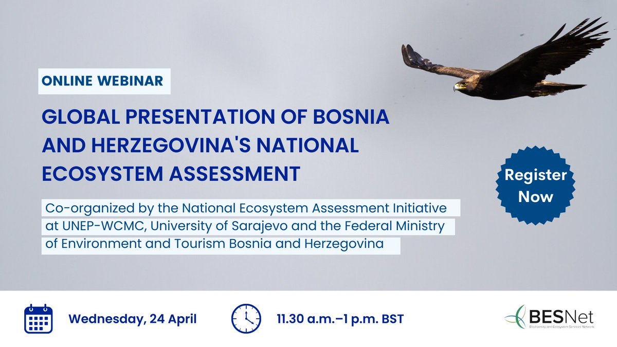 ✔️Mark your calendars for this coming 24 April and tune into the presentation of the Bosnia and Herzegovina 🇧🇦 ecosystem assessment! Learn how the country is incorporating scientific research with policymaking #ForNature.🌱 ⏰ 11.30 a.m.–1 p.m. BST 🔗 bit.ly/444w5MA