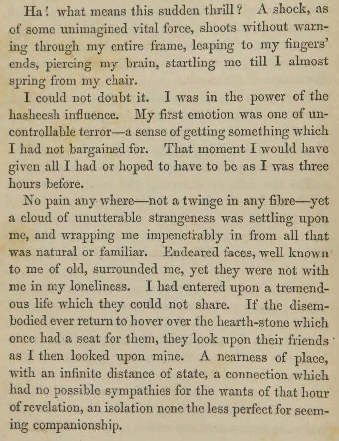 Extract from The Hasheesh Eater (1857) by novelist/journalist Fitz Hugh Ludlow. Terence McKenna would describe Ludlow as 'Part genius, part madman, … halfway between Captain Ahab and PT Barnum, a kind of Mark Twain on hashish': buff.ly/3glDC33 #fourtwenty #four20