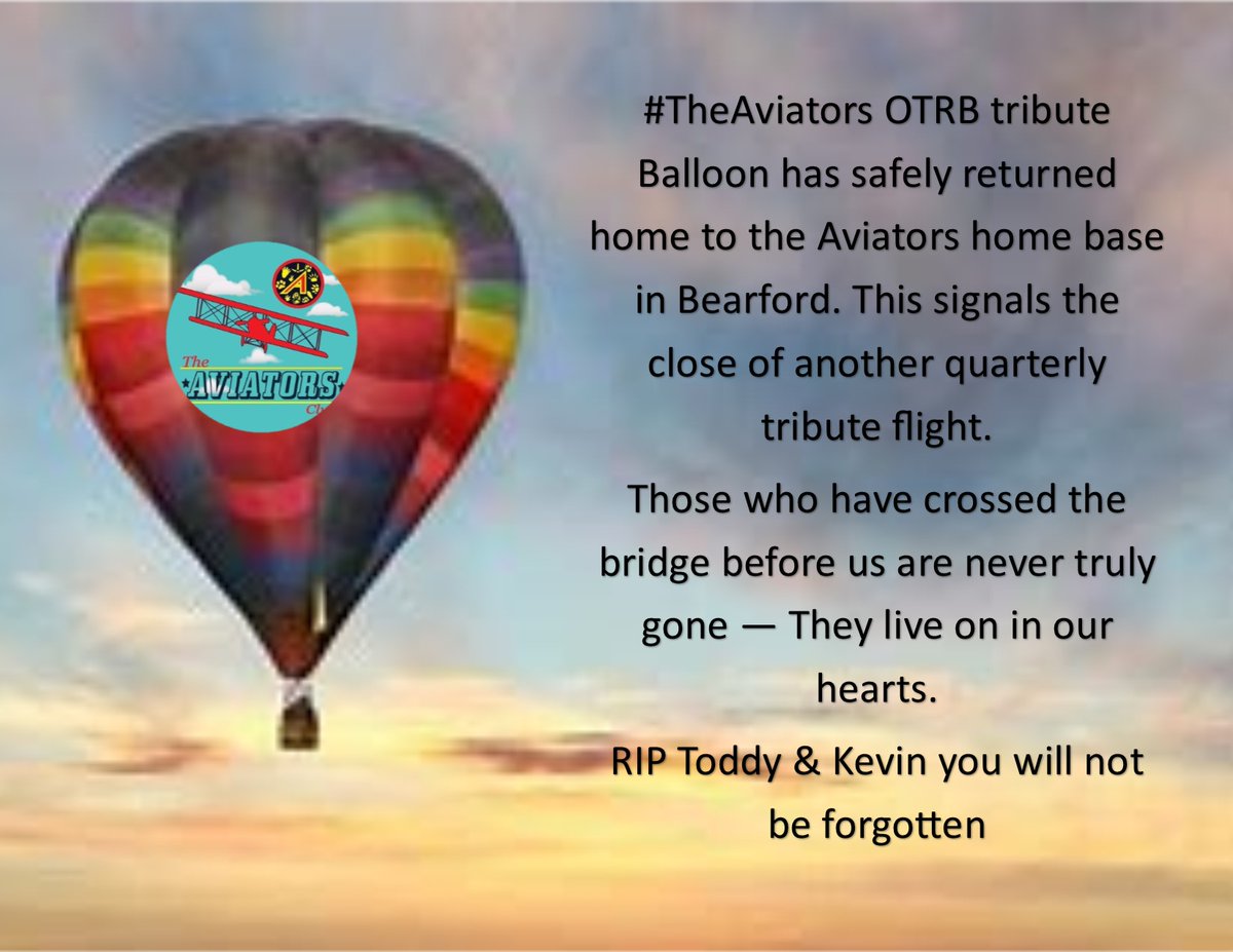 As the tribute balloon makes it's way back to Bearford, I would like to thank each of our participants today. In a world that would see us divided by hate, I remind you all to #BeMoreToddy #TheAviators