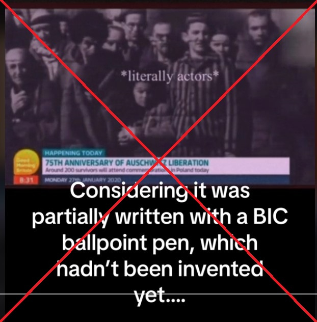 AfpFactuel's tweet photo. Le célèbre Journal d'Anne Frank serait un faux car écrit au stylo-bille, inventé après la mort de la jeune fille ? 

❌ Cette allégation aux relents antisémites est fausse et l'authenticité du journal a été plusieurs fois prouvée, ont expliqué des historiens à l'#AFP 1/ https://t.co/TL9Bn5eni2