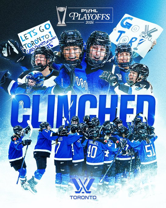 A playoffs clinched graphic for PWHL Toronto.