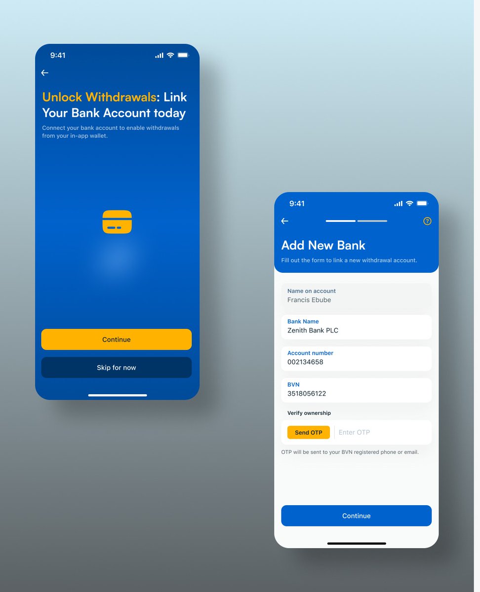 ILIDILAlimited's tweet photo. These frames are from our latest project at ILIDILA Limited. The UI/UX works are 90% ready. We're looking for collaborators who will partner with us to bring this revolutionary Fintech app to the market by committing their resource and time. Our designers and dev. team are set. https://t.co/tZK7AyGLOB