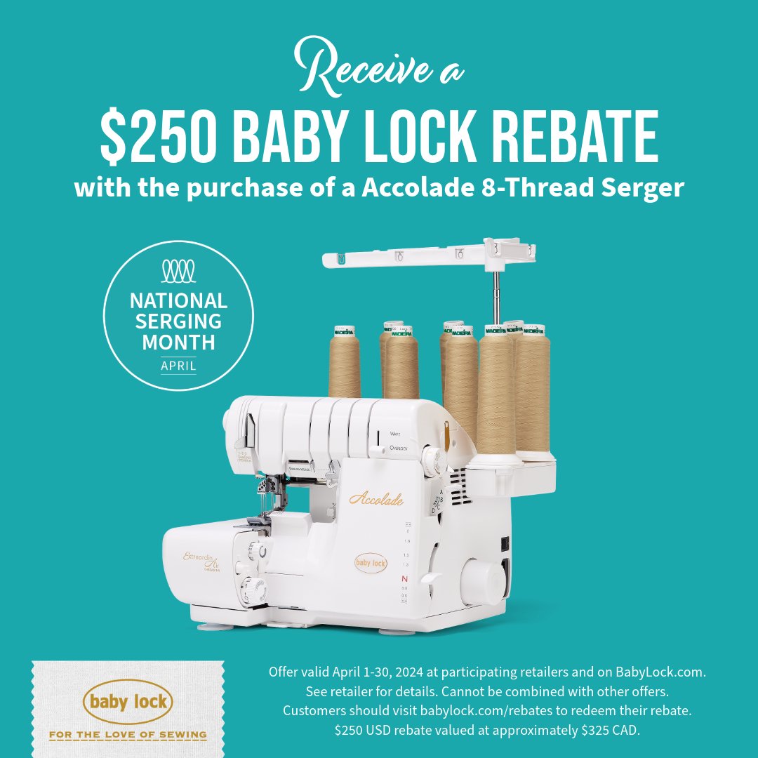 35thAvenueSew's tweet image. Serge into Savings with a Baby Lock Serger!  Don't miss out, these deals end on April 30th, so visit a 35th Ave store soon!

For more info on Baby Lock Sergers, visit: tinyurl.com/5dz4r8t7

#serging #serger #babylockserger #babylock #sergersale #sergersavings #affordableserger