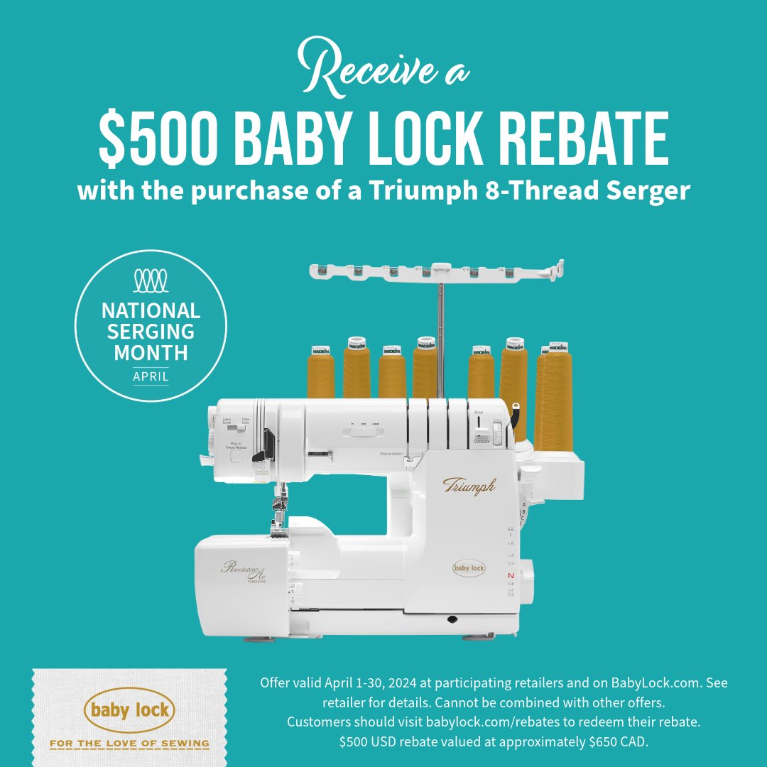 35thAvenueSew's tweet image. Serge into Savings with a Baby Lock Serger!  Don't miss out, these deals end on April 30th, so visit a 35th Ave store soon!

For more info on Baby Lock Sergers, visit: tinyurl.com/5dz4r8t7

#serging #serger #babylockserger #babylock #sergersale #sergersavings #affordableserger