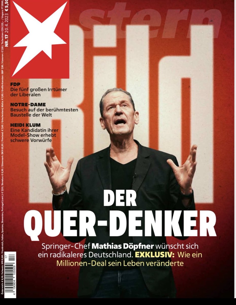 Heute vor einem Jahr: Springer-Chef Döpfner als Querdenker auf dem Cover des ⁦@sternde⁩. #Medienwandel #MillionenDeal
