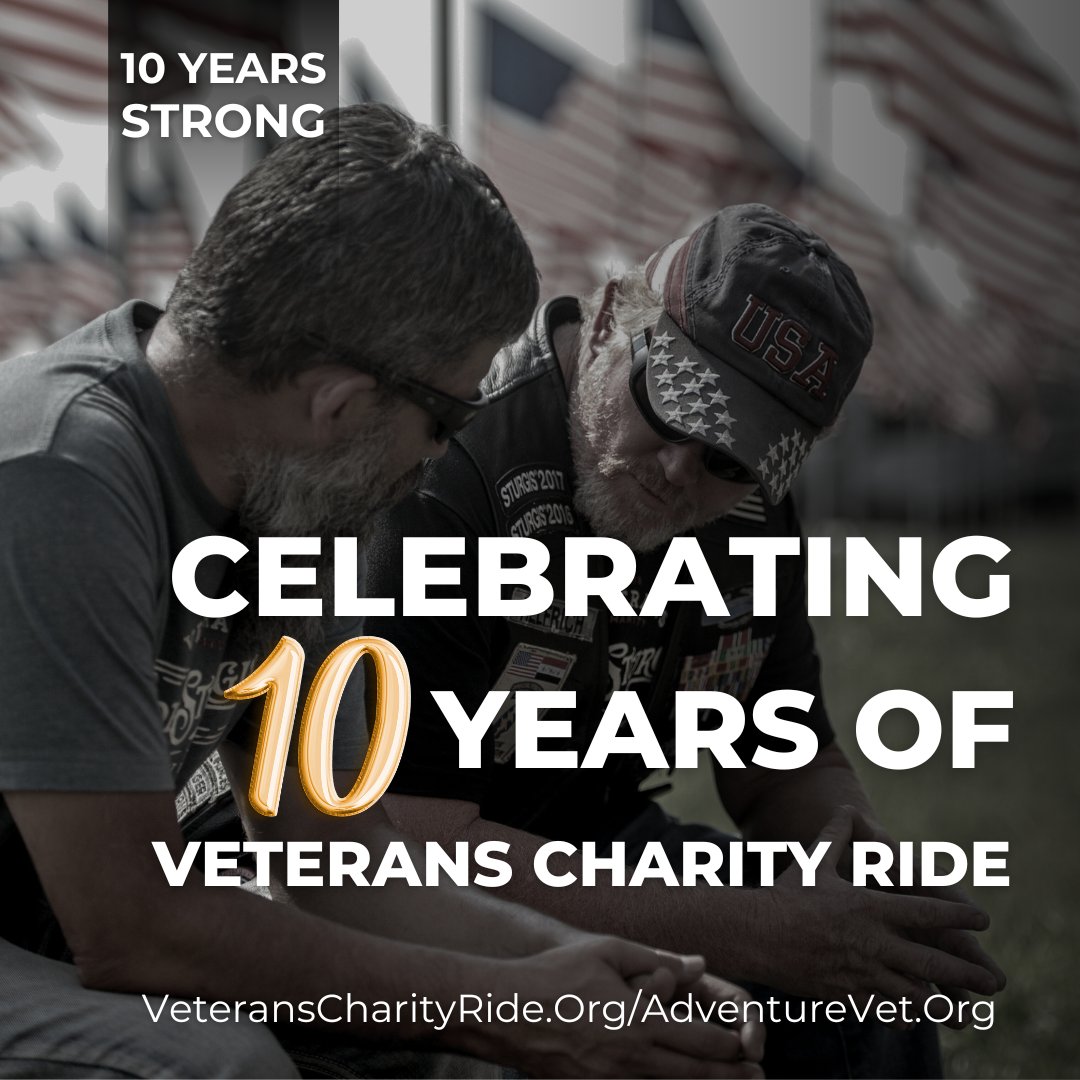 A Legacy of Service: 10 Years of Veterans Charity Ride's Dedication to Veterans. #VeteransCharityRide #AdventureVet #motorcycles #MotorcycleTherapy #IndianMotorcycle #RussBrownMotorcycleAttorneys #veterans