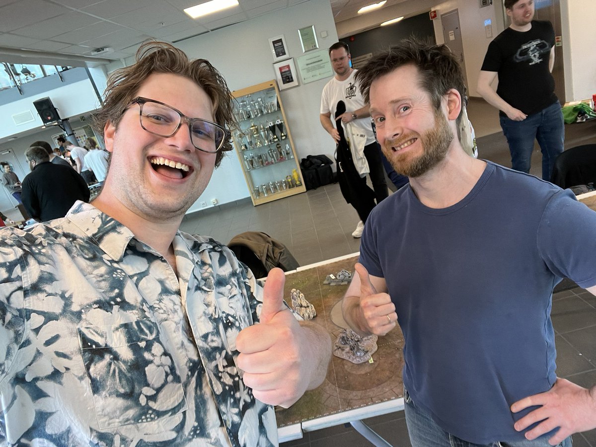 HenSalo's tweet photo. Amazing day one of Nidaros GT today. The last outing for my precious goat- and bullmen. Great games, great opponents. Everyone is happy to see beasts and krondspine for a change! https://t.co/MTPOkSFg5p