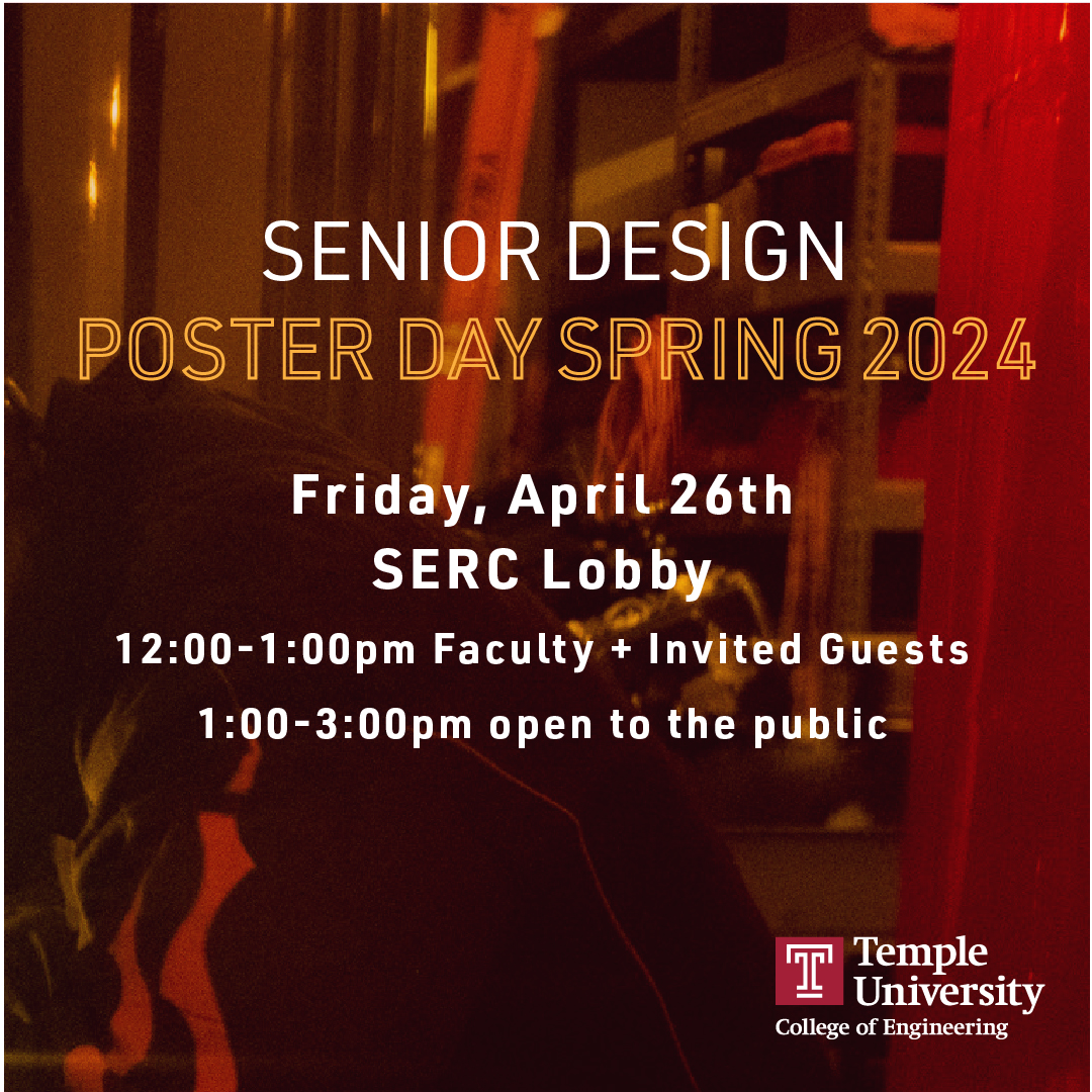 Mark your calendars! 🗓️ Senior Design Poster Day is this Friday, April 26, in the SERC Lobby. Stop by at 1 PM to celebrate the hard work of our senior design teams! The winning team will be announced around 3 PM.