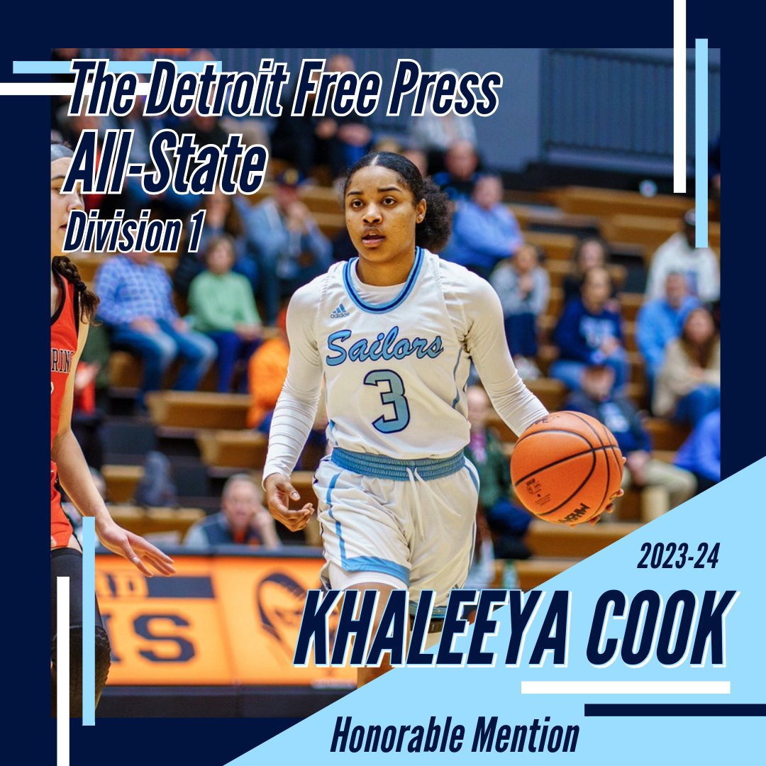 Congrats to senior @khaleeyacook3 who earned a spot on the @freep Division 1 All-State Honorable Mention list.