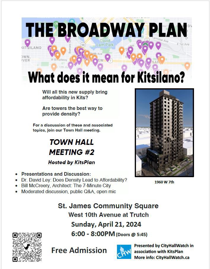 kitscoalition's tweet photo. Did you miss the first meeting of #KitsPlan Town Hall series on March 14? Come to Town Hall 2 to hear & be heard on what the #BroadwayPlan that was implemented 1-1/2 years ago means for families. No tickets req’d. In person at St James Community Square 6-8pm tomorrow. #kitsilano https://t.co/7DTd9Ji5Hg