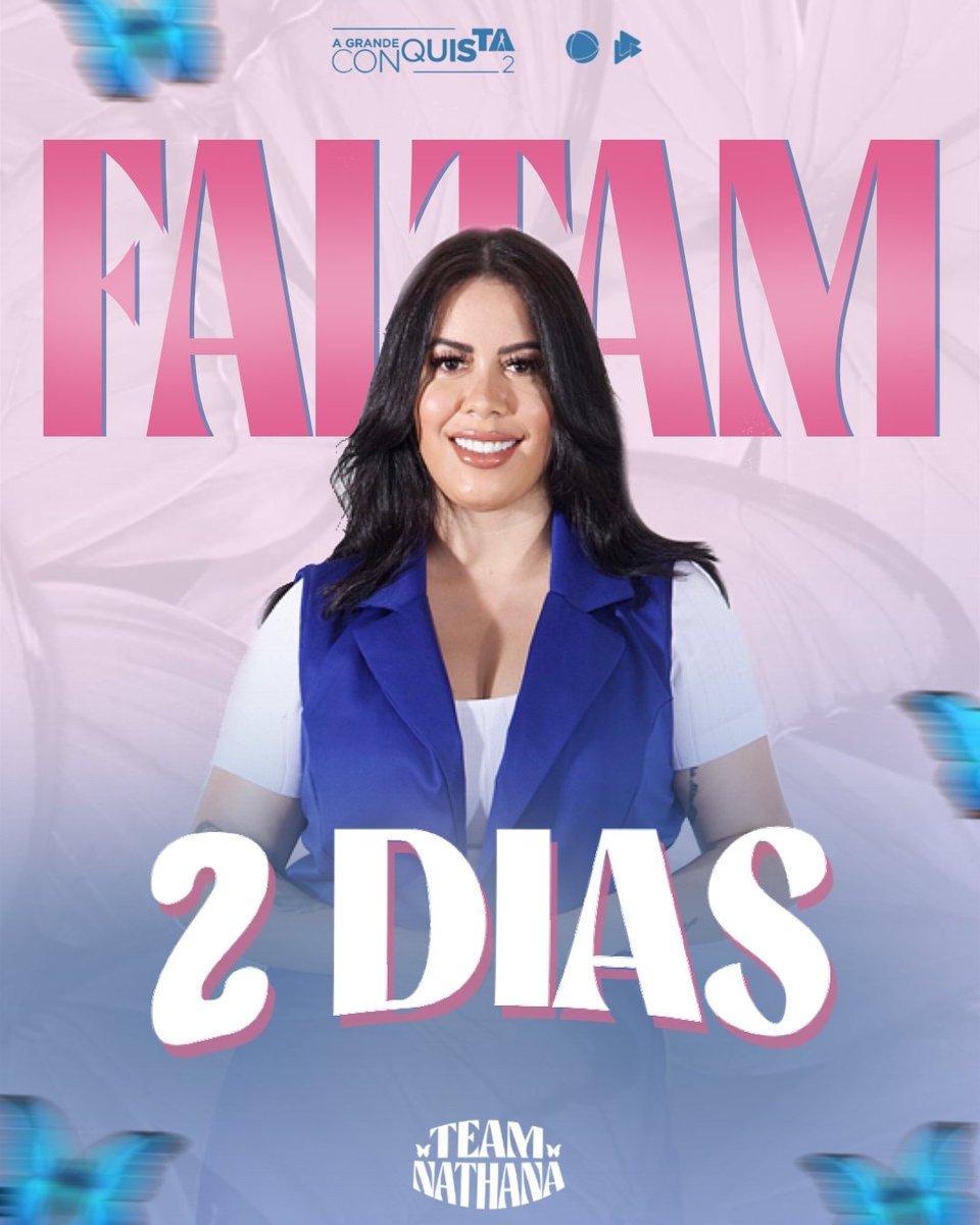 FALTAM APENAS 2 DIAS!

Segunda-feira começa o nosso mais novo e maior desafio: A Grande Conquista! 👀

Estamos muito ansiosos para a estreia do programa e queremos saber de vocês: quais as suas expectativas sobre a participação da Nathana? Contamos com o apoio de todos! 🦋💙