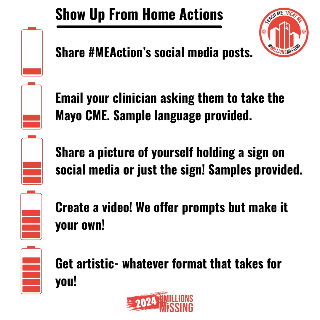 We will be focusing our online #TeachMETreatME #MillionsMissing on the week of May 3rd- May 12th. Show Up From Home Toolkit bit.ly/HomeMM2024 We organized actions by energy levels as summarized in this graphic but check out the toolkit for lots more details! #pwME