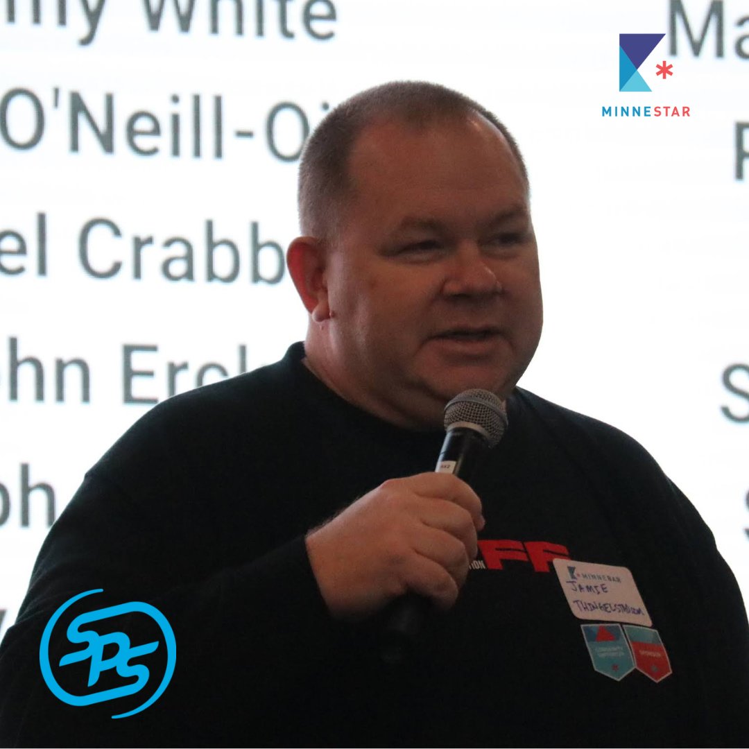 minnestar's tweet image. If it weren't for community sponsors like SPS Commerce, #Minnebar wouldn't be half as awesome as it is. Thank you for supporting #CommunityTech!
Pictured: CTO Jamie Thingelstad welcoming the crowd this morning 📷